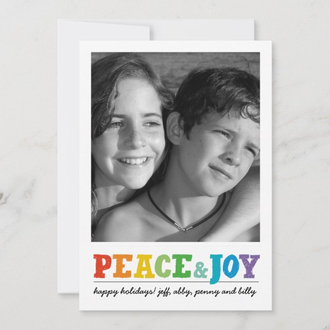 Cartão De Festividades Peace & Joy Multi with Back Photo (Frente)