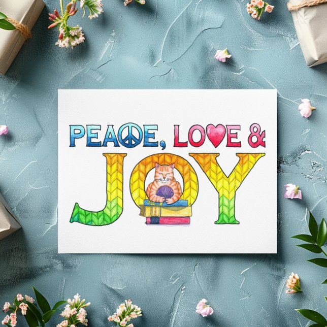 Cartão De Festividades Peace, Love and Joy Birthday Card (Criador carregado)