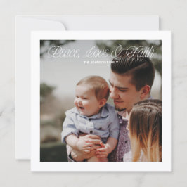 Cartão De Festividades Peace, Love & Faith Modern Christmas Photo Card