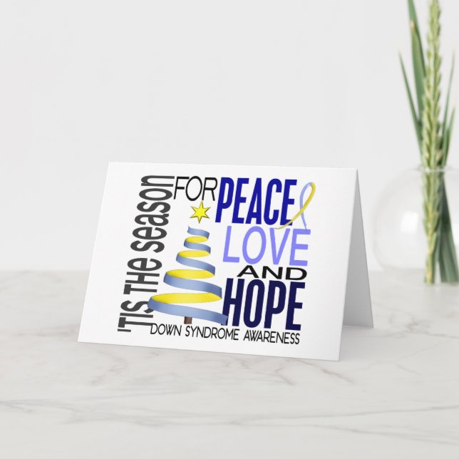 Cartão De Festividades Peace Love Hope Christmas Holiday Down Syndrome (Frente)