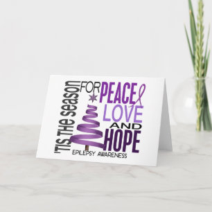 Cartão De Festividades Peace Love Hope Christmas Holiday Epilepsy