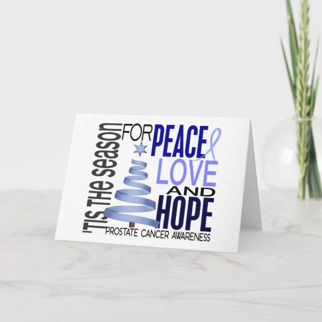 Cartão De Festividades Peace Love Hope Christmas Holiday Prostate Cancer (Frente)