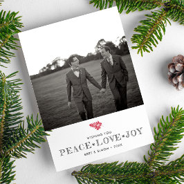 Cartão De Festividades Peace Love Joy Christmas Holiday Couples Photo