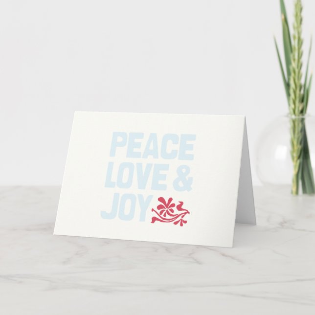 Cartão De Festividades Peace Love & Joy Holiday Card (Frente)