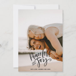Cartão De Festividades Peace Love Joy Holidays Vertical Photo | Preto
