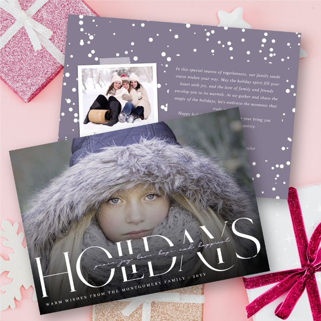 Cartão De Festividades Peace Love Joy Hope Happiest Holidays Modern Photo (Criador carregado)