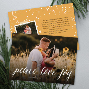 Cartão De Festividades Peace Love Joy Simple White Script Modern Photo