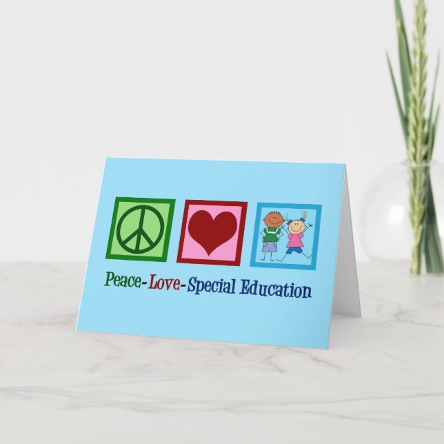 Cartão De Festividades Peace Love Special Education Teacher (Frente)