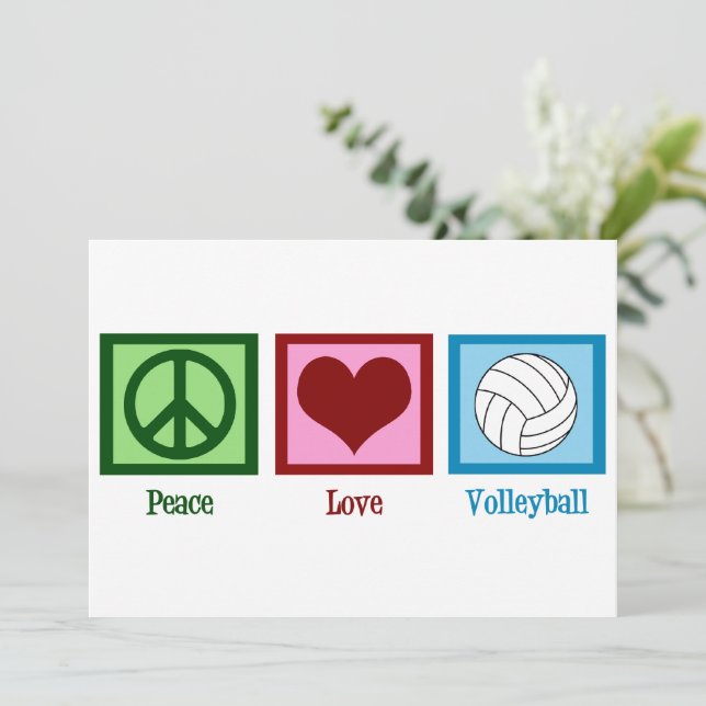 Cartão De Festividades Peace Love Voleibol (Em pé/Frente)