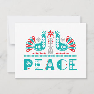 Cartão De Festividades PEACE Nordic Foley Art Inspirado Personalizado