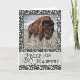 Cartão De Festividades Peace on Earth - American Buffalo - Bison