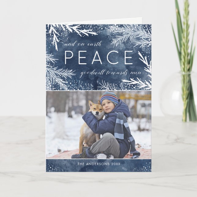 Cartão De Festividades Peace On Earth - Christmas Photo Greeting Card (Frente)