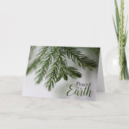Cartão De Festividades Peace on Earth Evergreen Branch Holiday Card