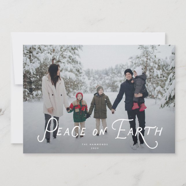 Cartão De Festividades Peace on Earth Holiday Photo Card (Frente)