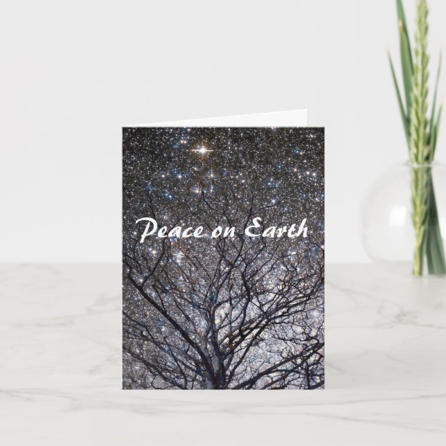 Cartão De Festividades Peace on Earth Nature Stars Christmas Card (Frente)