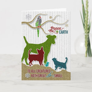 Cartão De Festividades Peace on Earth Pet Lover Holiday Sticker Style