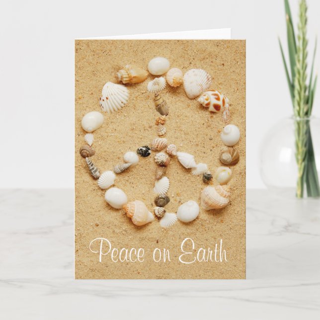 Cartão De Festividades Peace on Earth Seashell Peace Sign Card (Frente)