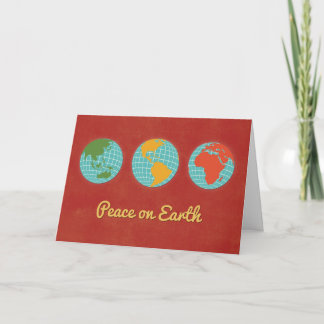 Cartão De Festividades Peace on Earth, Three World Views, Customizable
