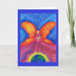 Cartão De Festividades Peace on Earth with Angel Greeting Card