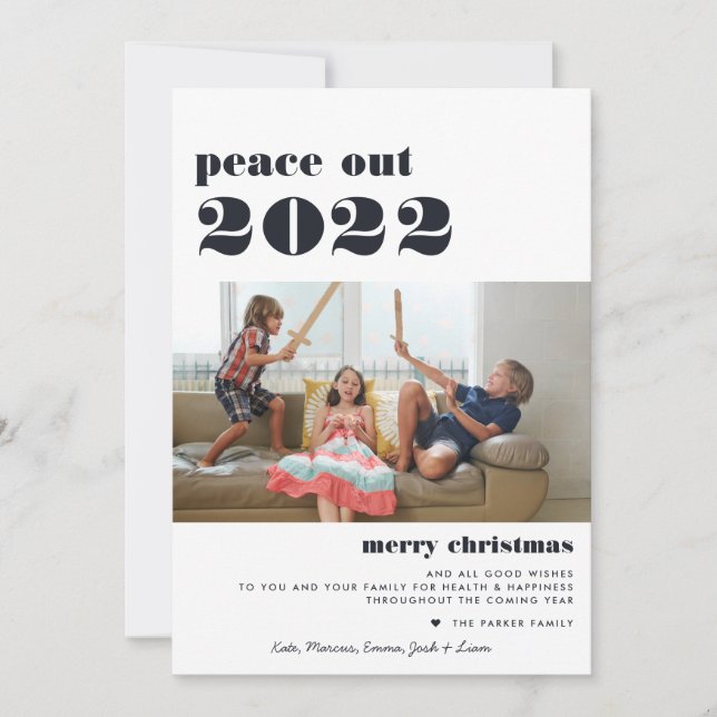 Cartão De Festividades Peace Out 2022 | Feliz Natal Foto (Frente)