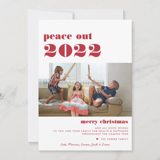 Cartão De Festividades Peace Out 2022 | Feliz Natal Foto (Frente)