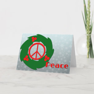 Cartão De Festividades Peace with Holly Wreath