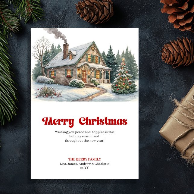 Cartão De Festividades Peaceful festive home calm winter scene greeting (Peaceful festive home calm winter scene greeting)