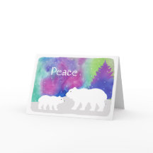 Peaceful Northern Lights Christmas Greeting Card