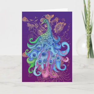 Cartão De Festividades Peaceful Peacock blank Greeting Cards