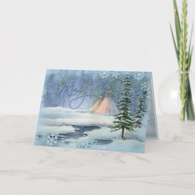 Cartão De Festividades PEACEFUL TIPI CHRISTMAS by SHARON SHARPE (Frente)