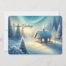 Cartão De Festividades Peaceful Winter Cabin Seasons Greetings Flat Card