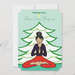 Cartão De Festividades Peaceful Yogi by Christmas Tree Holiday Card
