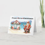 Cartão De Festividades Peach Love Christmas Papais noeis Beach<br><div class="desc">Este design pode ser personalizado na área fornecida pela alteração da foto e/ou do texto. Ou pode ser personalizado clicando em Personalizar este Modelo e, em seguida, escolhendo o clique para personalizar mais a opção e excluir ou alterar a cor do plano de fundo, adicionar texto, alterar a cor ou...</div>