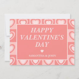 Cartão De Festividades Peachy Pink Retro Hearts Valentine’s Gift