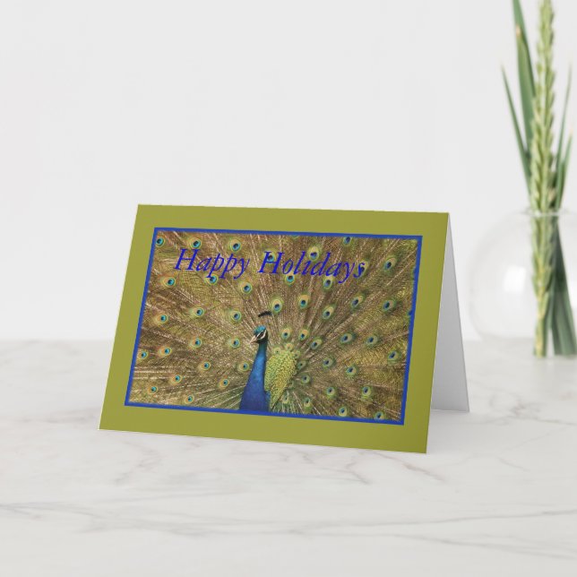 Cartão De Festividades Peacock Christmas Card (Frente)