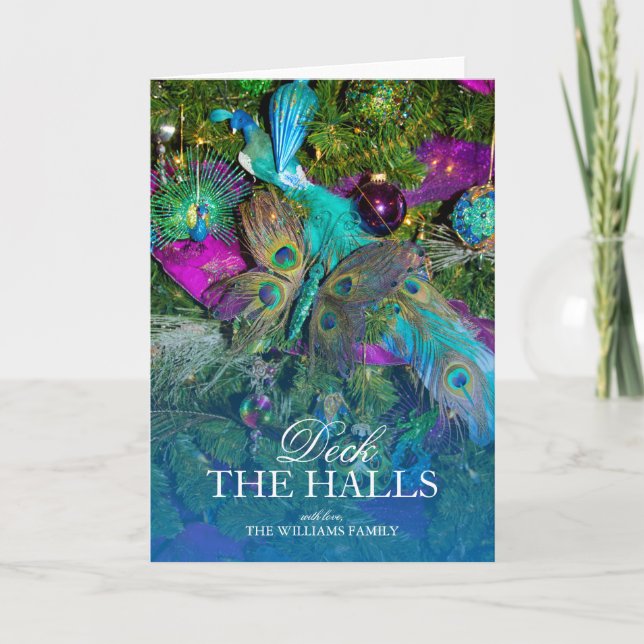 Cartão De Festividades Peacock Feather Christmas Decorations (Frente)
