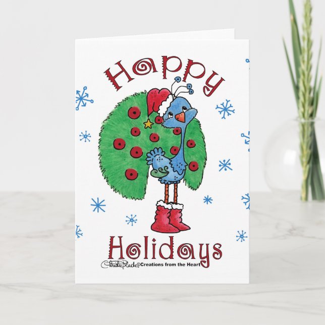 Cartão De Festividades Peacock Natal (Frente)
