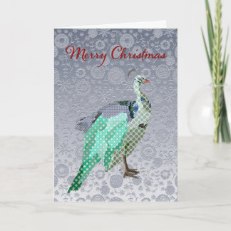 Cartão De Festividades Peacock Silver Ornate Christmas Greeting