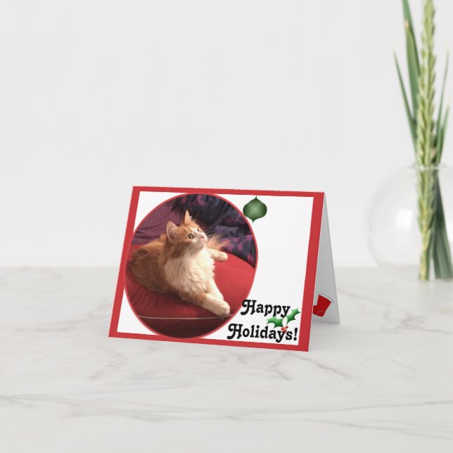Cartão De Festividades Pearl Kitty Cat Holiday! Card (Frente)
