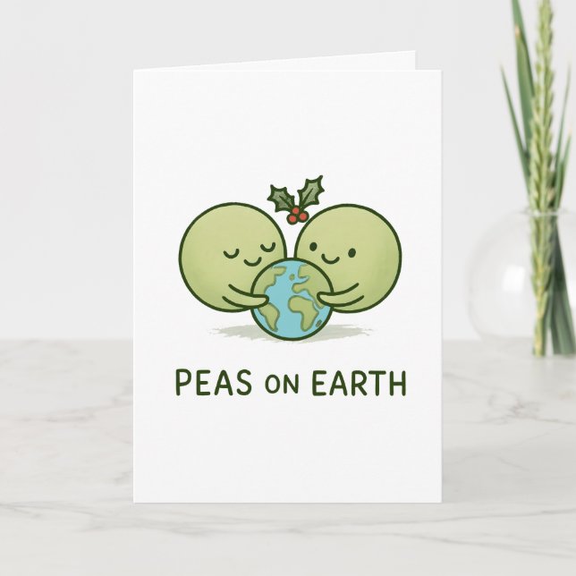 Cartão De Festividades Peas on Earth - Funny Christmas Pun Card (Frente)