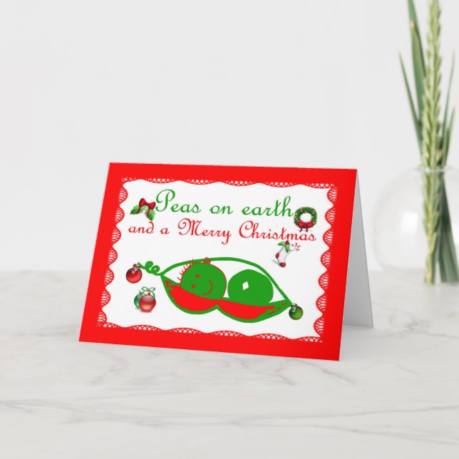 Cartão De Festividades Peas on earth merry christmas holidays (Frente)