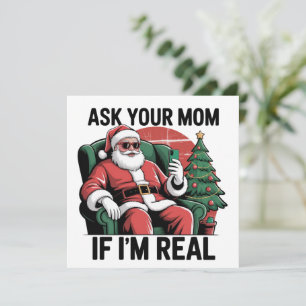 Cartão De Festividades Peça à sua mãe Funny Santa Snarky Retro Natal