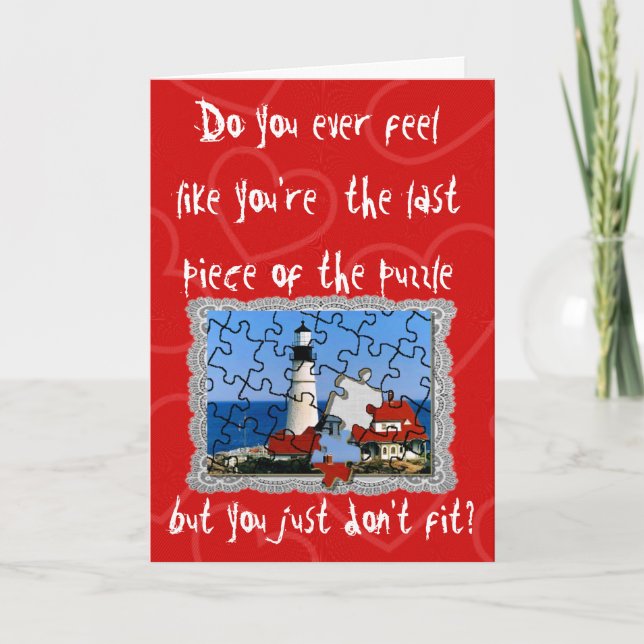 Cartão De Festividades Pedaço Do Quebra-cabeça (Frente)