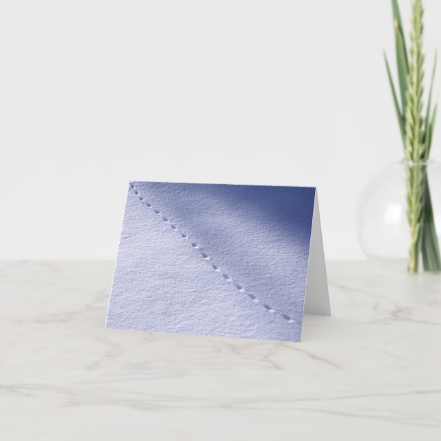 Cartão De Festividades Pegadas de Rato na Neve Fresca (Frente)