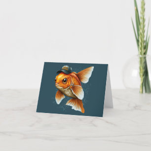 Cartão De Festividades Peixe Dourado de Rua no Chapéu Nowruz Mobarak 