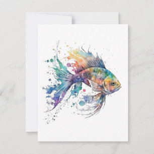 Cartão De Festividades Peixe Goldfish 3 Em Aquarelas