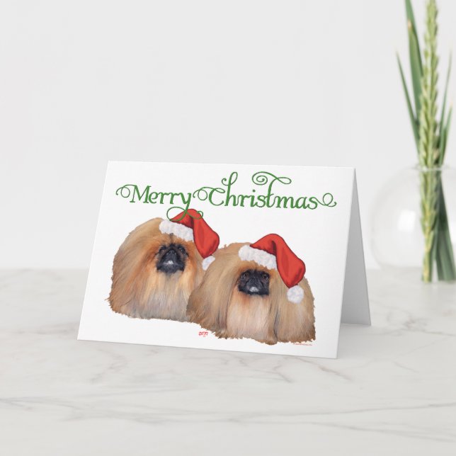 Cartão De Festividades Pekingese Natal (Frente)