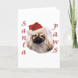 Cartão De Festividades Pekingese Santa Paws