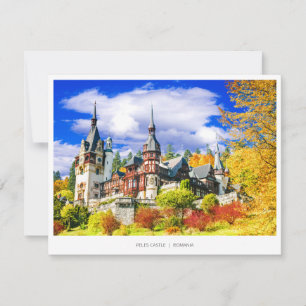 Cartão De Festividades Peles Castle, famosa paisagem de outono na Romêni