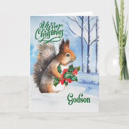 Cartão De Festividades pelo Godson Christmas Squirrel Winter Woodland